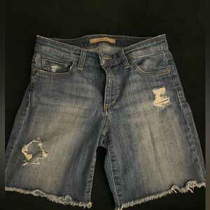 Joe's Jeans Bermuda jean denim shorts, distressed cut-offs.  women’s EUC W 27